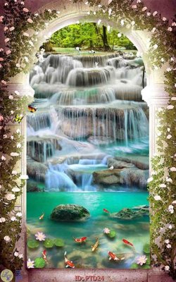 File in ấn File phong thủy đứng thác nước PTD24 (bản gốc) sắc nét