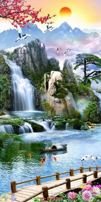 Download file gốc File phong thủy đứng thác nước PTD243 (dùng cho in ấn)