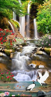 File tranh File phong thủy đứng thác nước PTD267 (gốc) in film
