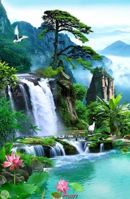 File in mica File phong thủy đứng thác nước PTD277 (ảnh gốc) đẹp