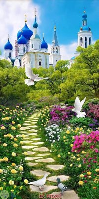 File tranh File phong thủy đứng thác nước PTD281 (bản gốc) in lụa 3D