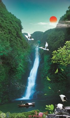 File gốc File phong thủy đứng thác nước PTD298 (phiên bản chuẩn) để in ấn