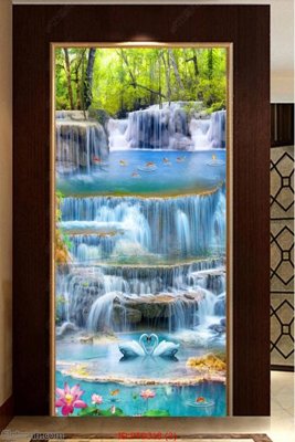 File tranh gốc File phong thủy đứng thác nước PTD318 (bản quyền) độc đáo