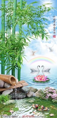 File tranh File phong thủy đứng thác nước PTD375 (gốc) chủ đề trẻ em