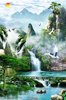 Tải file File phong thủy đứng thác nước PTD384 (gốc) làm tranh trang trí