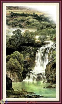 File tranh PSD File phong thủy đứng thác nước PTD39 chất lượng cao