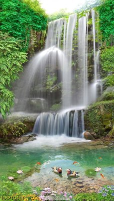 Download file File phong thủy đứng thác nước PTD411 (gốc) in mica bàn thờ