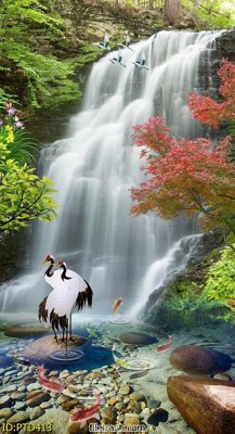 File gốc File phong thủy đứng thác nước PTD413 (cho in ấn) độc quyền