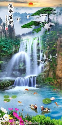 Tải file gốc File phong thủy đứng thác nước PTD418 dùng cho in ấn