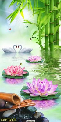 File tranh gốc File phong thủy đứng thác nước PTD431 (sắc nét từng chi tiết)