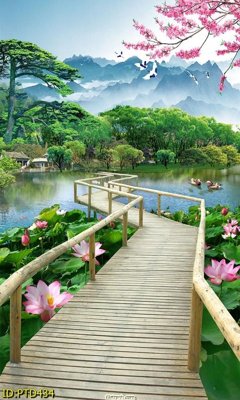 File PSD File phong thủy đứng thác nước PTD434 (nguyên bản) cho thiết kế