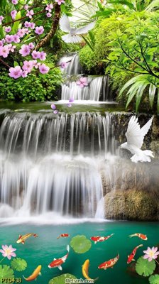 File gốc in mica File phong thủy đứng thác nước PTD438 chất lượng