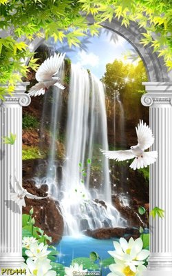 File PSD File phong thủy đứng thác nước PTD444 (bản gốc) độ phân giải cao