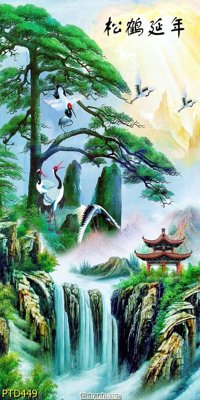 File gốc File phong thủy đứng thác nước PTD449 (cho in UV) siêu nét