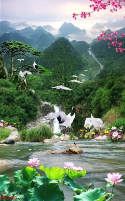 Tải file File phong thủy đứng thác nước PTD460 (ảnh gốc) 300dpi File phong thủy đứng thác nước PTD460