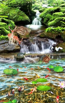 File ảnh File phong thủy đứng thác nước PTD464 (gốc) in poster