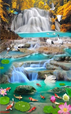 Download file gốc File phong thủy đứng thác nước PTD494 (in mica) trong suốt