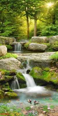 File gốc in tráng gương File phong thủy đứng thác nước PTD502 chi tiết