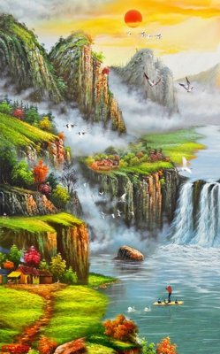 Download file File phong thủy đứng thác nước PTD506 (gốc) in mica bàn thờ