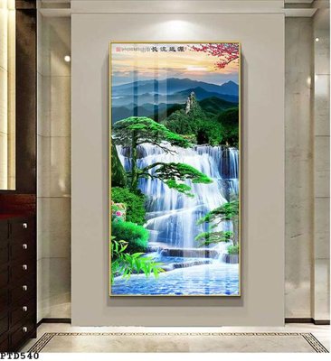 File gốc File phong thủy đứng thác nước PTD540 (in tráng gương) hiện đại