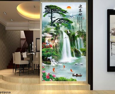 Download file gốc File phong thủy đứng thác nước PTD558 (in lụa) cao cấp