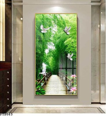 Ảnh gốc file in lụa File phong thủy đứng thác nước PTD563 chi tiết