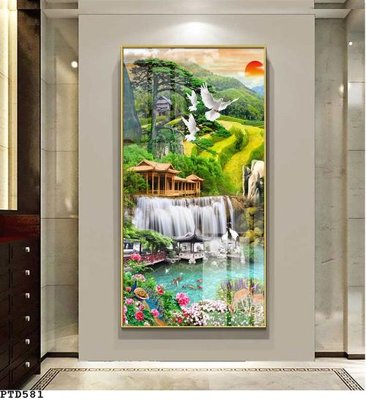 Chi tiết file gốc File phong thủy đứng thác nước PTD581 (cho in tráng gương)