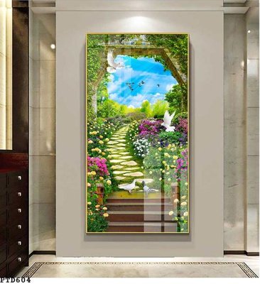 File tranh File phong thủy đứng thác nước PTD604 (ảnh gốc) in trần nhà