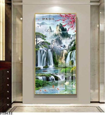 File ảnh File phong thủy đứng thác nước PTD632 (gốc) cho trang trí nhà hàng