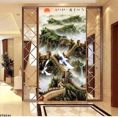 Tải file gốc in lụa File phong thủy đứng thác nước PTD640 siêu nét