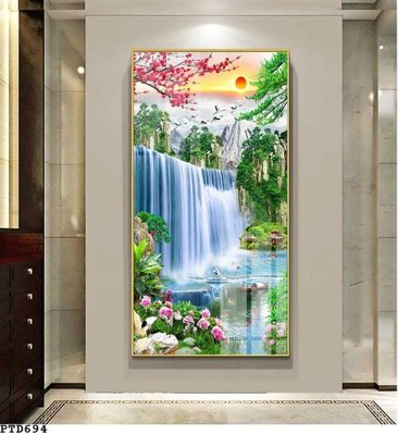 File tranh File phong thủy đứng thác nước PTD694 (gốc) in backlit film