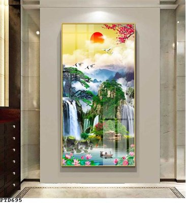 File gốc File phong thủy đứng thác nước PTD695 (in 3D) cho trang trí