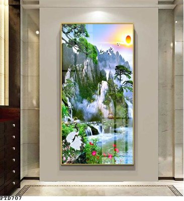 File ảnh File phong thủy đứng thác nước PTD707 (gốc) trang trí khách sạn