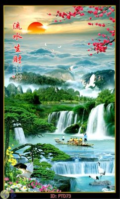 File gốc File phong thủy đứng thác nước PTD73 (in ấn) không giới hạn