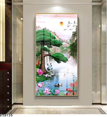 File tranh trang trí File phong thủy đứng thác nước PTD735 (file gốc)