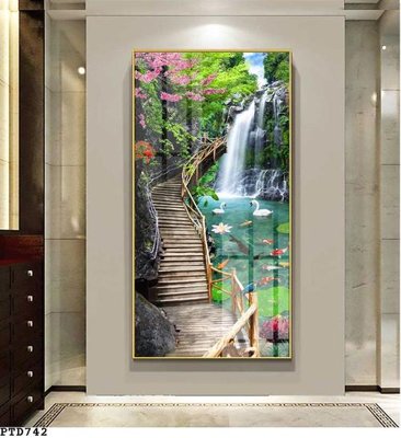 File gốc in ấn File phong thủy đứng thác nước PTD742 (sẵn sàng tải về)