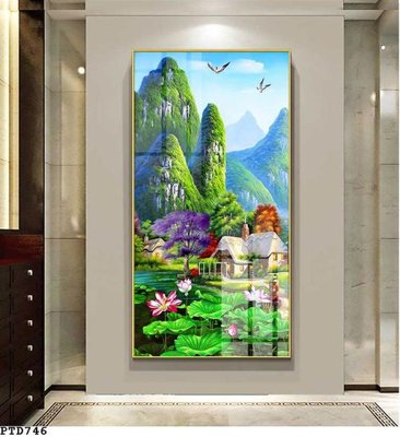 File in trần File phong thủy đứng thác nước PTD746 (bản gốc) 5D