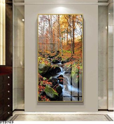 File tranh quảng cáo File phong thủy đứng thác nước PTD769 (download file gốc)