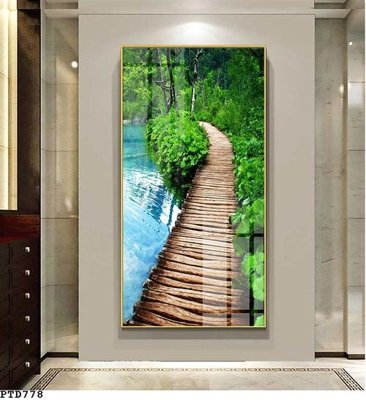 File tranh in mica File phong thủy đứng thác nước PTD778 (độ phân giải cao)