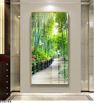 File tranh File phong thủy đứng thác nước PTD784 (bản gốc) in lụa 5D