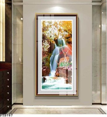 File tranh File phong thủy đứng thác nước PTD787 (gốc) in film