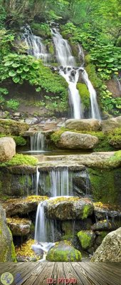 File tranh gốc PSD File phong thủy đứng thác nước PTD90 còn nguyên layer