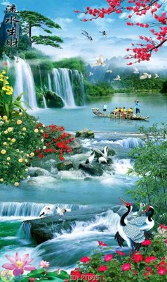 Download file File phong thủy đứng thác nước PTD95 (gốc) in mica bàn thờ