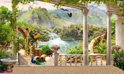 File in ấn chuyên nghiệp File phong thủy đứng thác nước PTD964 (file gốc)