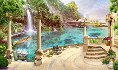 File tranh ảnh gốc File phong thủy đứng thác nước PTD998 dùng cho in khổ lớn