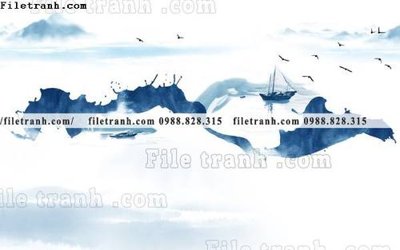 File tranh gốc PSD Phong canh thuy mac Trung Quoc 207 còn nguyên layer