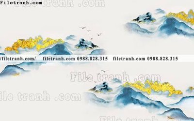 File in lụa Phong canh thuy mac Trung Quoc 240 (chất lượng cao) Phong canh thuy mac Trung Quoc 240