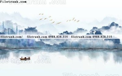 File in lụa Phong canh thuy mac Trung Quoc 307 (hoa văn) Phong canh thuy mac Trung Quoc 307