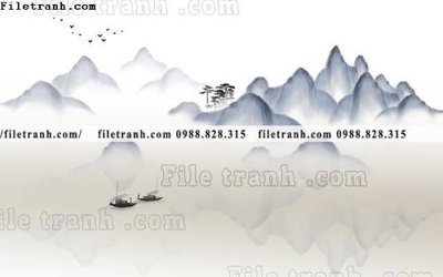 File tranh Phong canh thuy mac Trung Quoc 339 (gốc) in trên kính