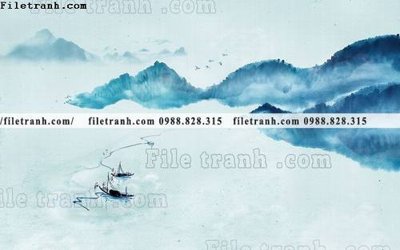 File in lụa Phong canh thuy mac Trung Quoc 397 (hoa văn) Phong canh thuy mac Trung Quoc 397